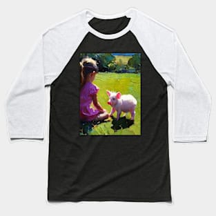 baby and pig animal Baseball T-Shirt